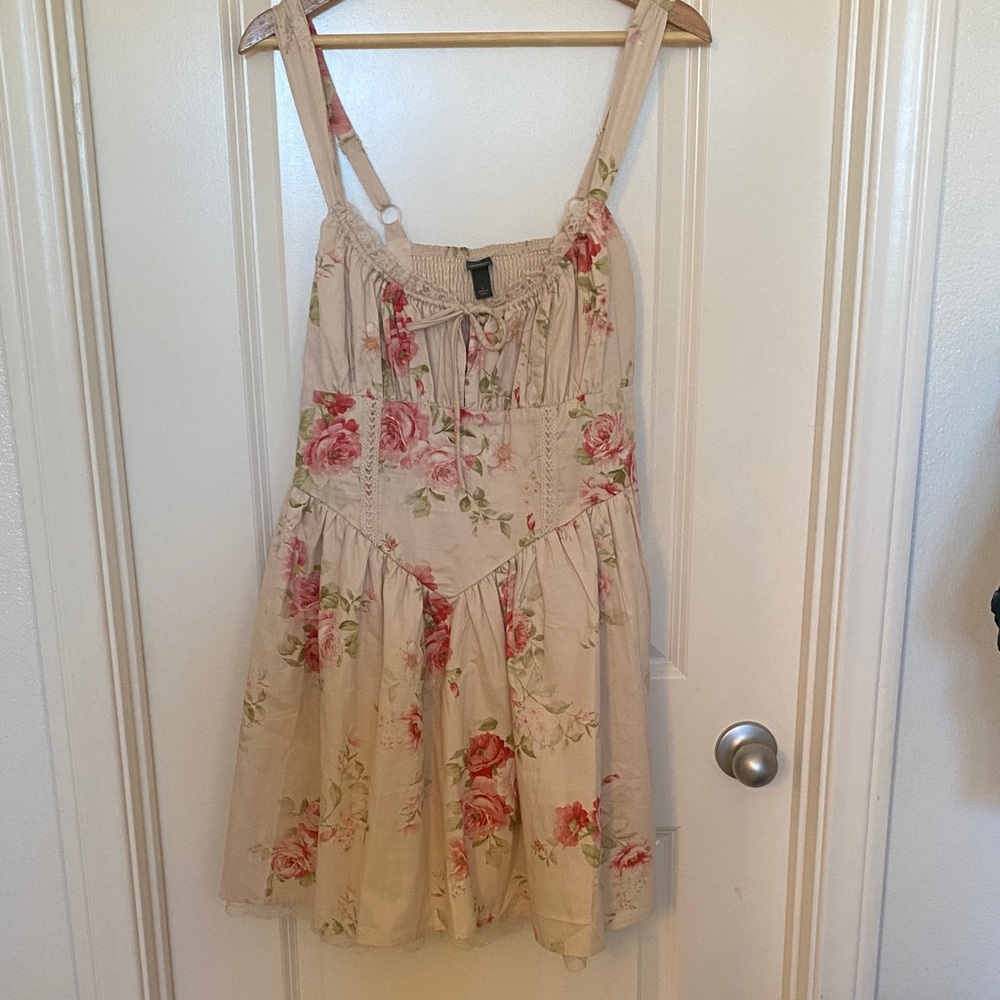 Wild Fable Floral Lace-Trimmed mini dress with corset top and wide band straps - Picture 3 of 12
